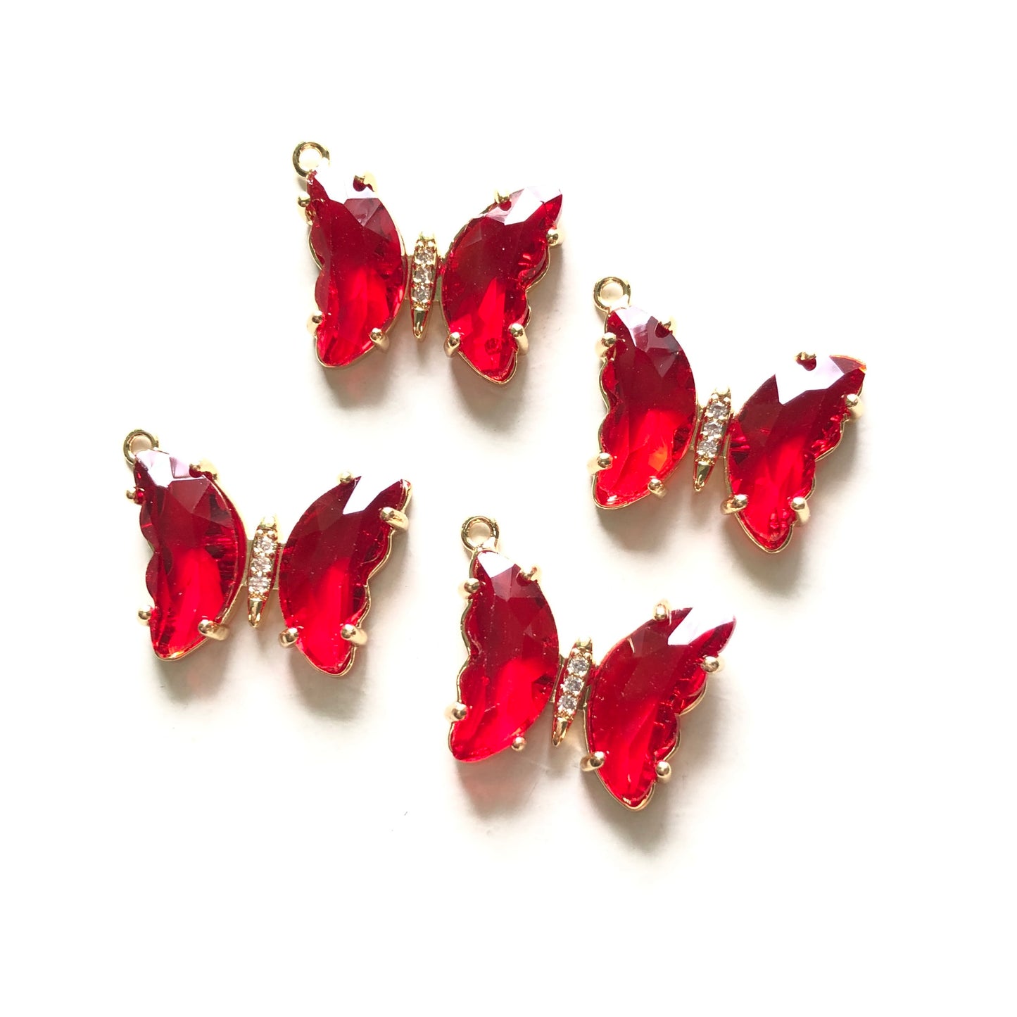 10pcs/lot 20*18mm Colorful Crystal Butterfly Charms Red CZ Paved Charms Butterflies Charms Beads Beyond