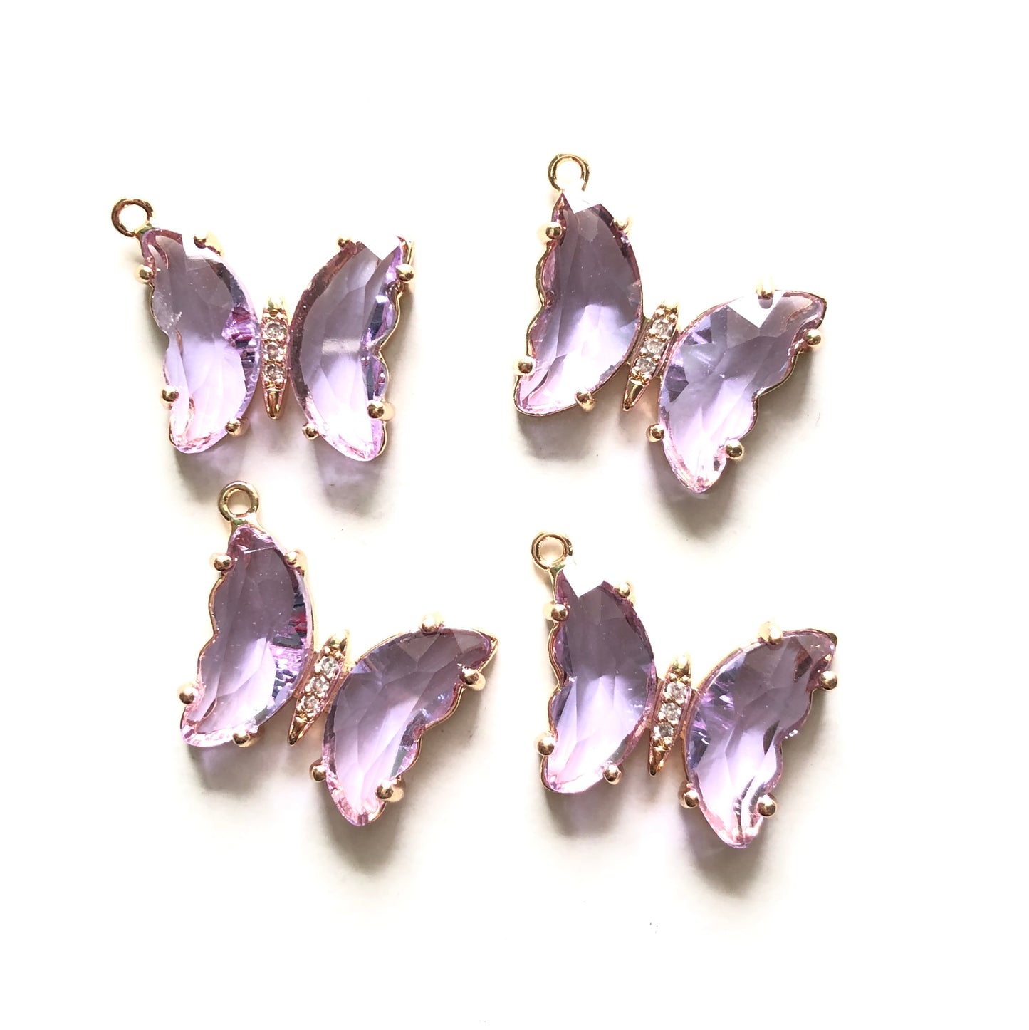 10pcs/lot 20*18mm Colorful Crystal Butterfly Charms Light Purple CZ Paved Charms Butterflies Charms Beads Beyond
