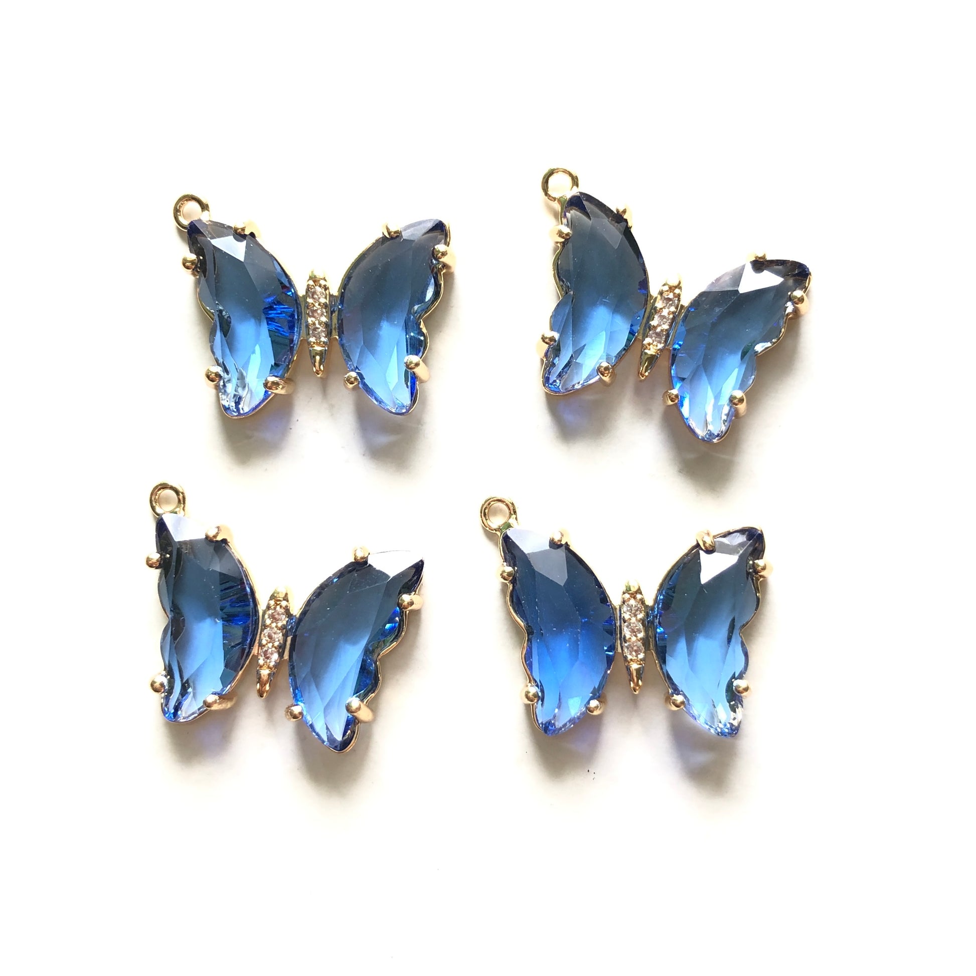 10pcs/lot 20*18mm Colorful Crystal Butterfly Charms Blue CZ Paved Charms Butterflies Charms Beads Beyond