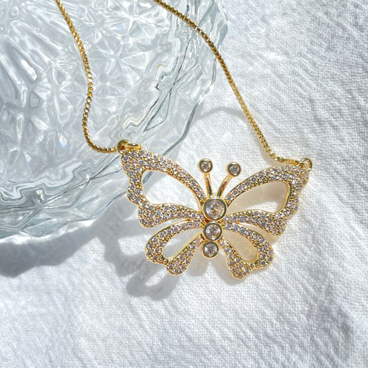 5pcs/lot 33.7*20mm CZ Pave Gold Plated Butterfly Necklaces Necklaces Charms Beads Beyond