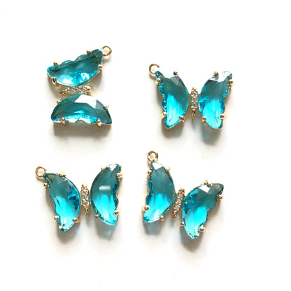 10pcs/lot 20*18mm Colorful Crystal Butterfly Charms Turquoise CZ Paved Charms Butterflies Charms Beads Beyond