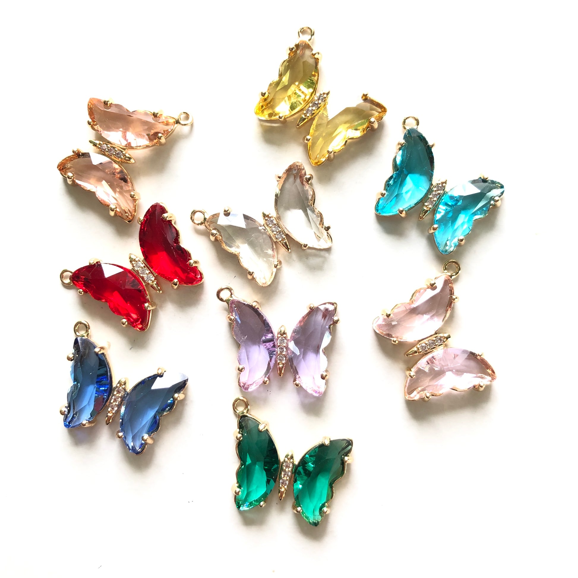 10pcs/lot 20*18mm Colorful Crystal Butterfly Charms CZ Paved Charms Butterflies Charms Beads Beyond
