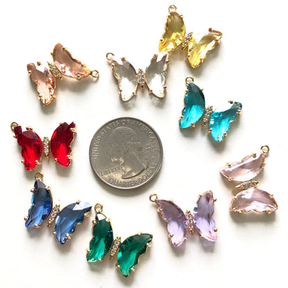 10pcs/lot 20*18mm Colorful Crystal Butterfly Charms CZ Paved Charms Butterflies Charms Beads Beyond