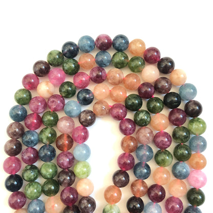 2 Strands/lot 10mm, 12mm Multicolor Tourmaline Stone Round Beads Stone Beads 12mm Stone Beads New Beads Arrivals Other Stone Beads Charms Beads Beyond