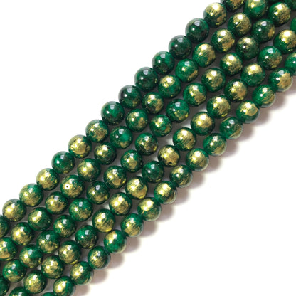 2 Strands/lot 8mm, 10mm Green Gold Plated Jade Round Stone Beads Stone Beads 8mm Stone Beads Gold Plated Jade Beads Round Jade Beads Charms Beads Beyond