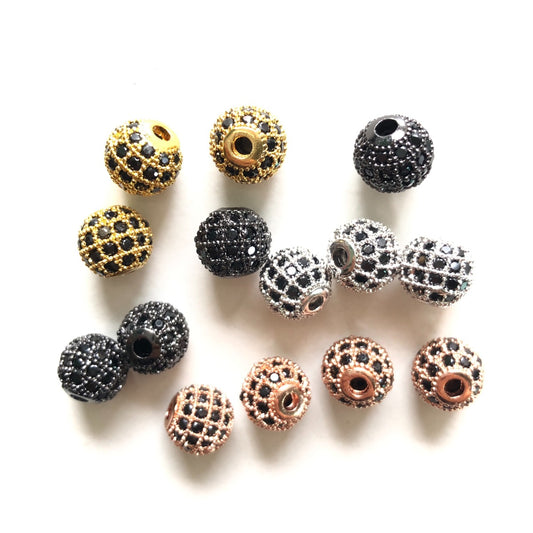 20pcs/lot 8mm Black CZ Paved Ball Spacers Mix Color CZ Paved Spacers 8mm Beads Ball Beads Charms Beads Beyond