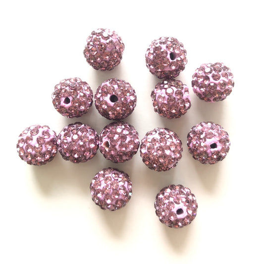 50-100pcs/lot 10mm Purple Rhinestone Clay Disco Ball Beads Clay Beads Mardi Gras Charms Beads Beyond