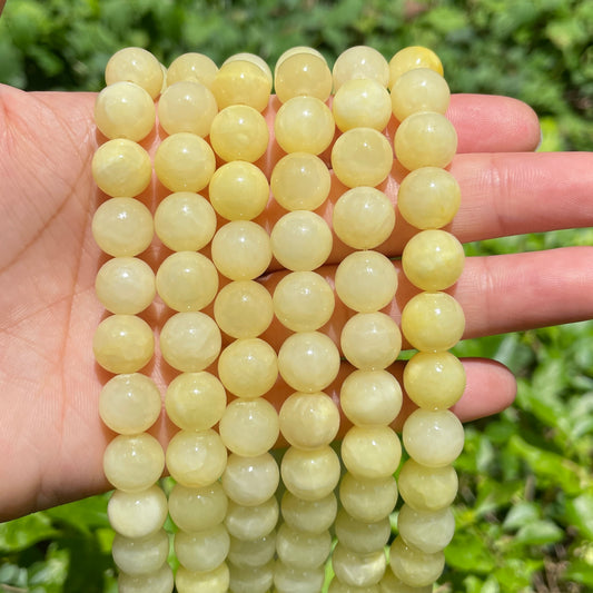 2 Strands/lot 10mm Lemon Yellow Jade Round Stone Beads Stone Beads New Beads Arrivals Round Jade Beads Charms Beads Beyond