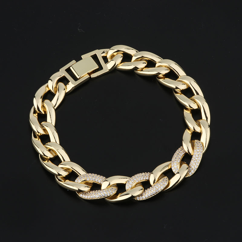 3pcs/lot CZ Pave Chain Link Bracelet 3 Gold Women Bracelets Charms Beads Beyond