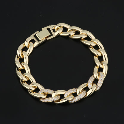 3pcs/lot CZ Pave Chain Link Bracelet 3 Gold Women Bracelets Charms Beads Beyond