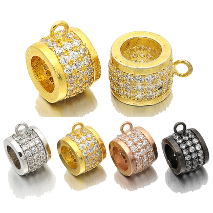 20pcs/lot 12*7mm CZ Paved Bail Spacers Mix Colors CZ Paved Spacers Bail Beads Charms Beads Beyond