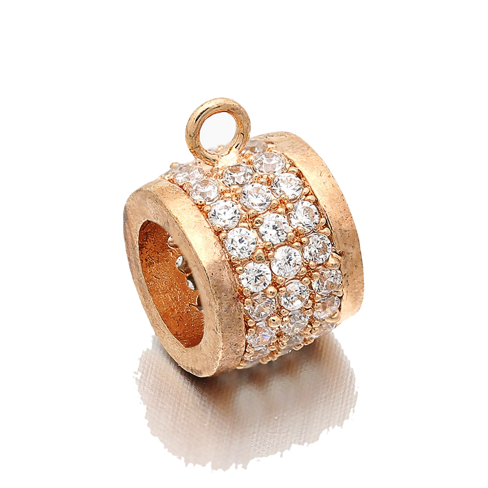 20pcs/lot 12*7mm CZ Paved Bail Spacers Rose Gold CZ Paved Spacers Bail Beads Charms Beads Beyond