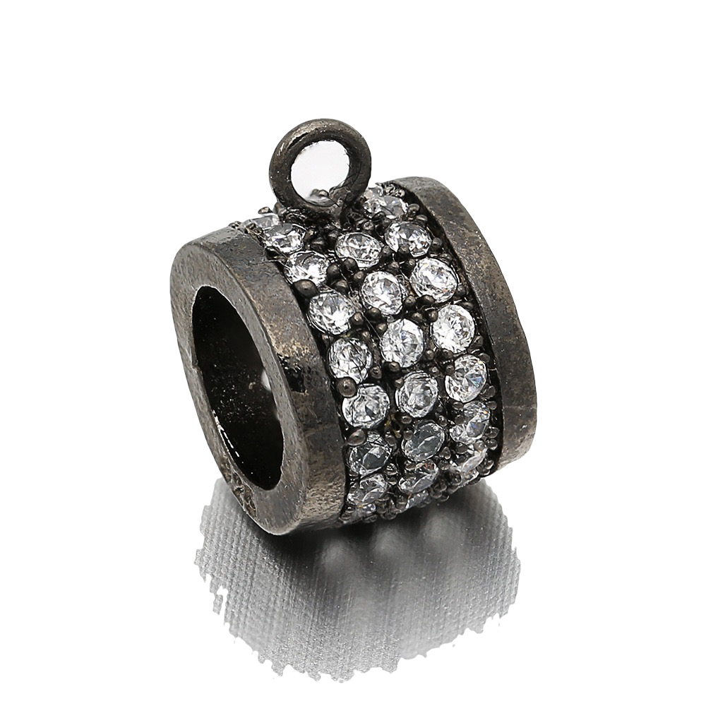 20pcs/lot 12*7mm CZ Paved Bail Spacers Black CZ Paved Spacers Bail Beads Charms Beads Beyond