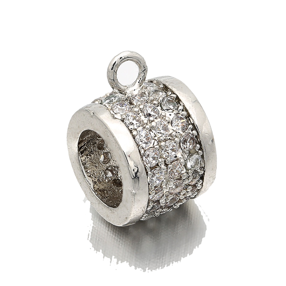 20pcs/lot 12*7mm CZ Paved Bail Spacers Silver CZ Paved Spacers Bail Beads Charms Beads Beyond