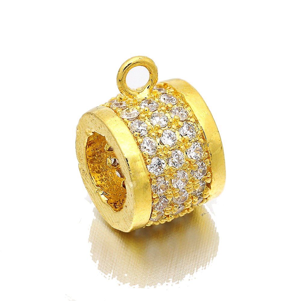 20pcs/lot 12*7mm CZ Paved Bail Spacers Gold CZ Paved Spacers Bail Beads Charms Beads Beyond