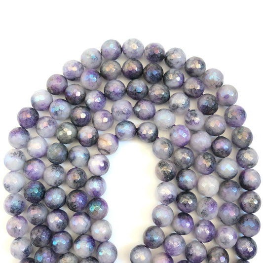2 strands/lot 10mm Electroplated AB Purple Faceted Jade Stone Beads Electroplated Beads Electroplated Faceted Jade Beads Charms Beads Beyond