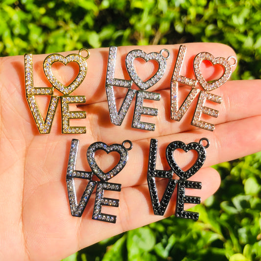 10pcs/lot 25*20mm CZ Paved LOVE Charms Mix Color CZ Paved Charms Love Letters Words & Quotes Charms Beads Beyond