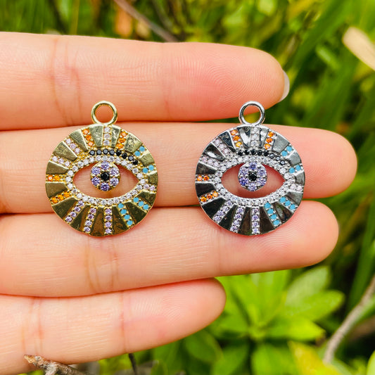 10pcs/lot 24*20mm Multicolor CZ Paved Evil Eye Charms Mix Colors CZ Paved Charms Colorful Zirconia Evil Eyes Charms Beads Beyond