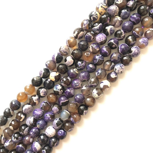 2 Strands/lot 10mm Purple Faceted Fire Agate Stone Beads Stone Beads Faceted Agate Beads Charms Beads Beyond
