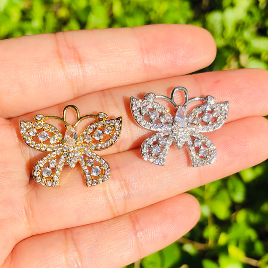 10pcs/lot 24*20mm CZ Paved Butterfly Charms Mix Color CZ Paved Charms Butterflies Charms Beads Beyond