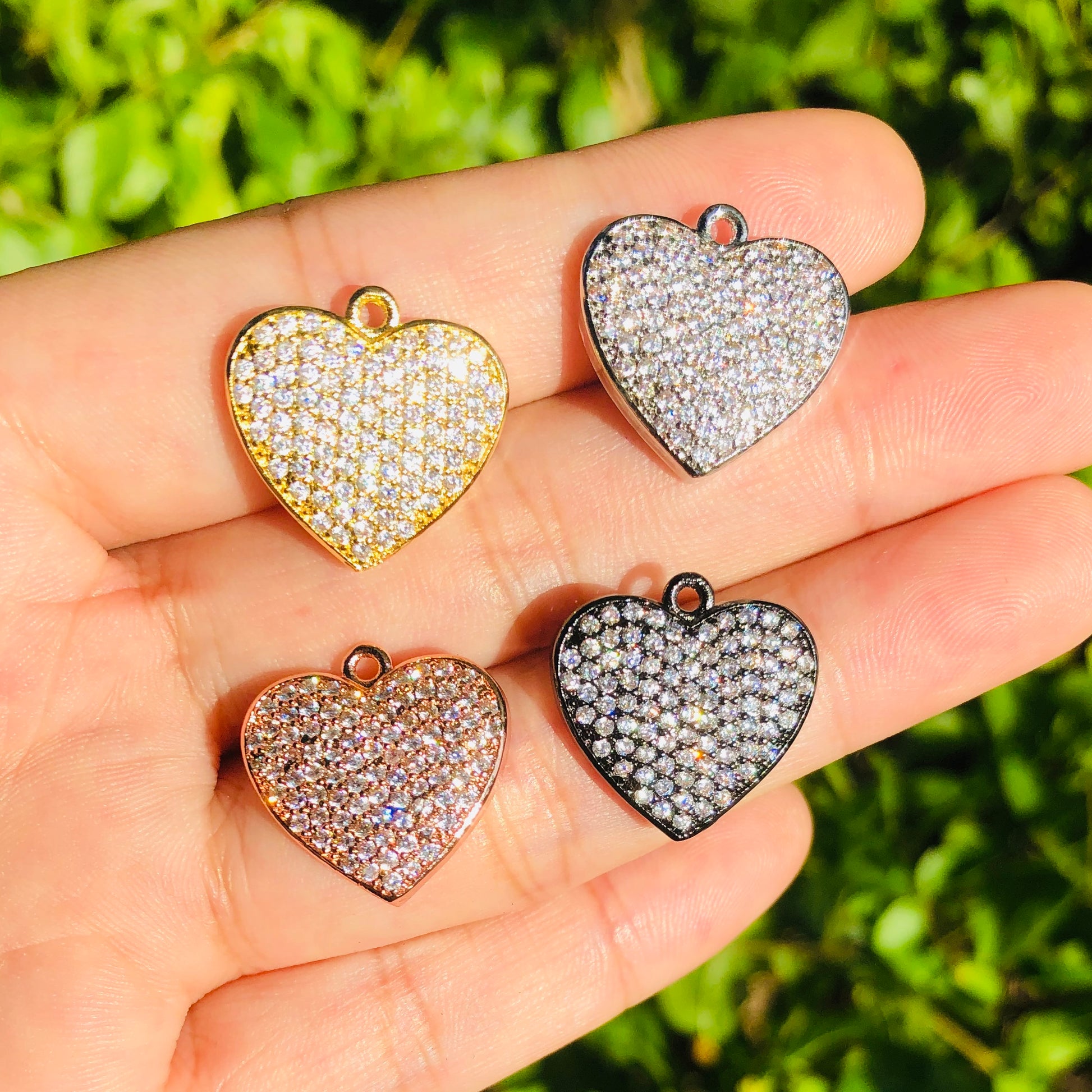 10pcs/lot 18*18mm CZ Paved Heart Charms Mix Color CZ Paved Charms Hearts On Sale Charms Beads Beyond