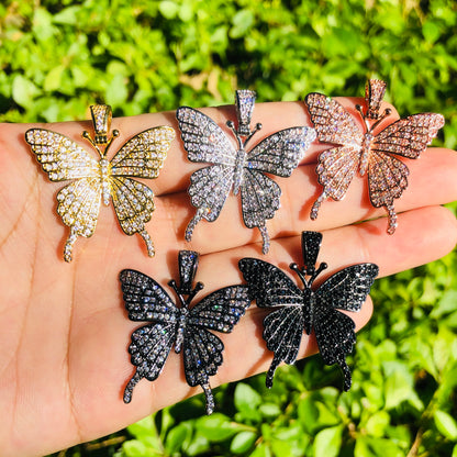 10pcs/lot 35*30mm CZ Paved Butterfly Charms Mix Colors CZ Paved Charms Butterflies Large Sizes Charms Beads Beyond