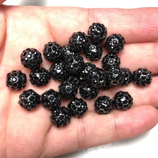 20-50pcs/lot 8mm Black Rhinestone Paved Alloy Ball Spacers-Black Alloy Spacers & Wholesale Charms Beads Beyond