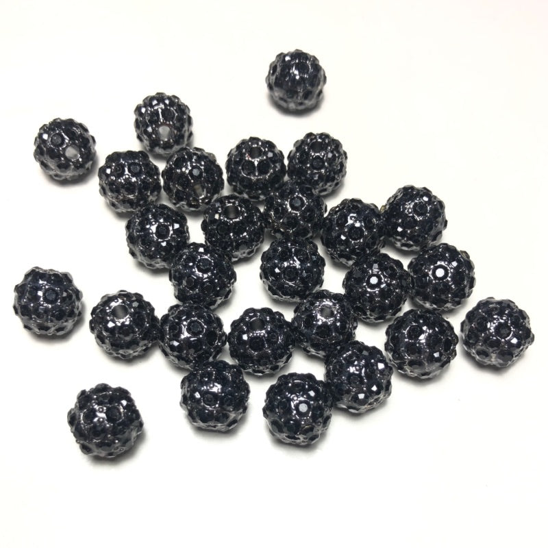 20-50pcs/lot 8mm Black Rhinestone Paved Alloy Ball Spacers-Black Alloy Spacers & Wholesale Charms Beads Beyond