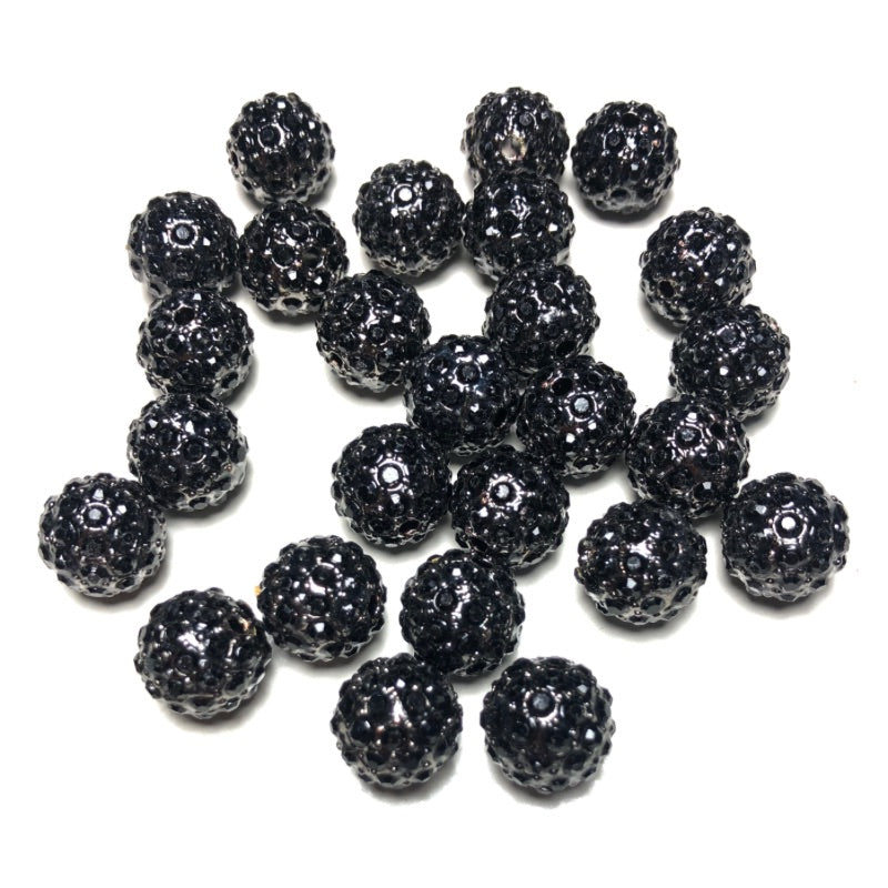 20-50pcs/lot 10mm Black Rhinestone Paved Alloy Ball Spacers-Black Alloy Spacers & Wholesale Charms Beads Beyond