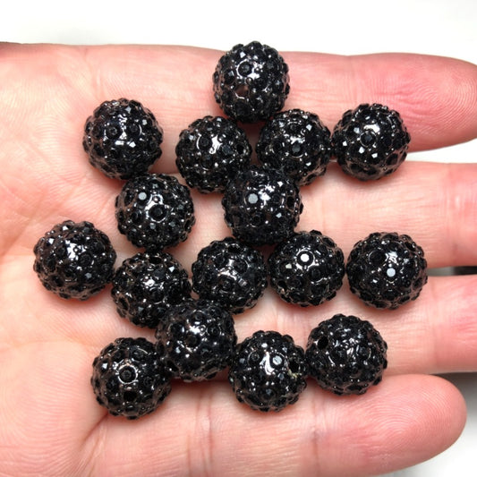 20-50pcs/lot 10mm Black Rhinestone Paved Alloy Ball Spacers-Black Alloy Spacers & Wholesale Charms Beads Beyond