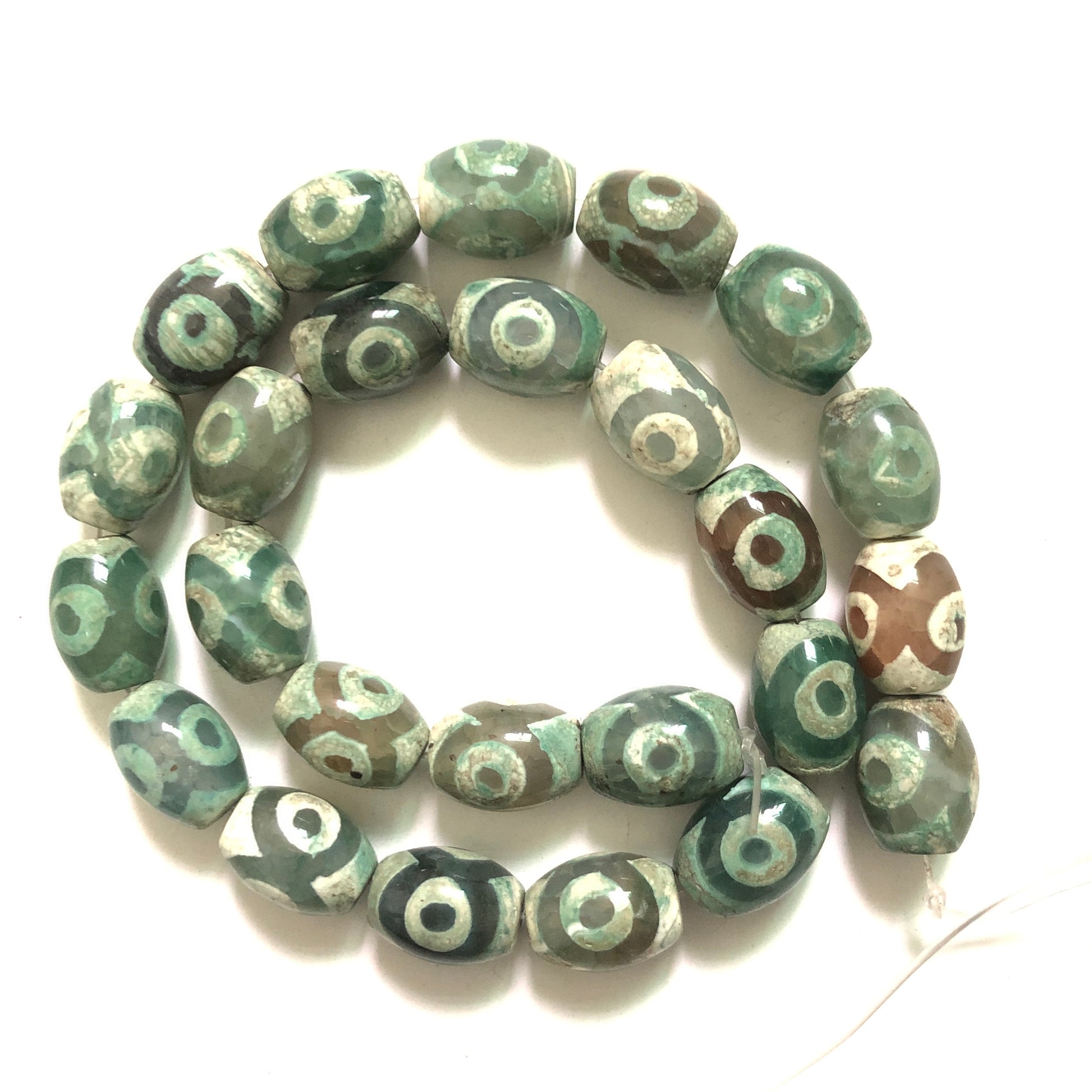 1 Full Strands 14mm-18mm Tibetan Eye Dzi Agate Barrel Beads Style 3 Stone Beads Tibetan Beads Charms Beads Beyond