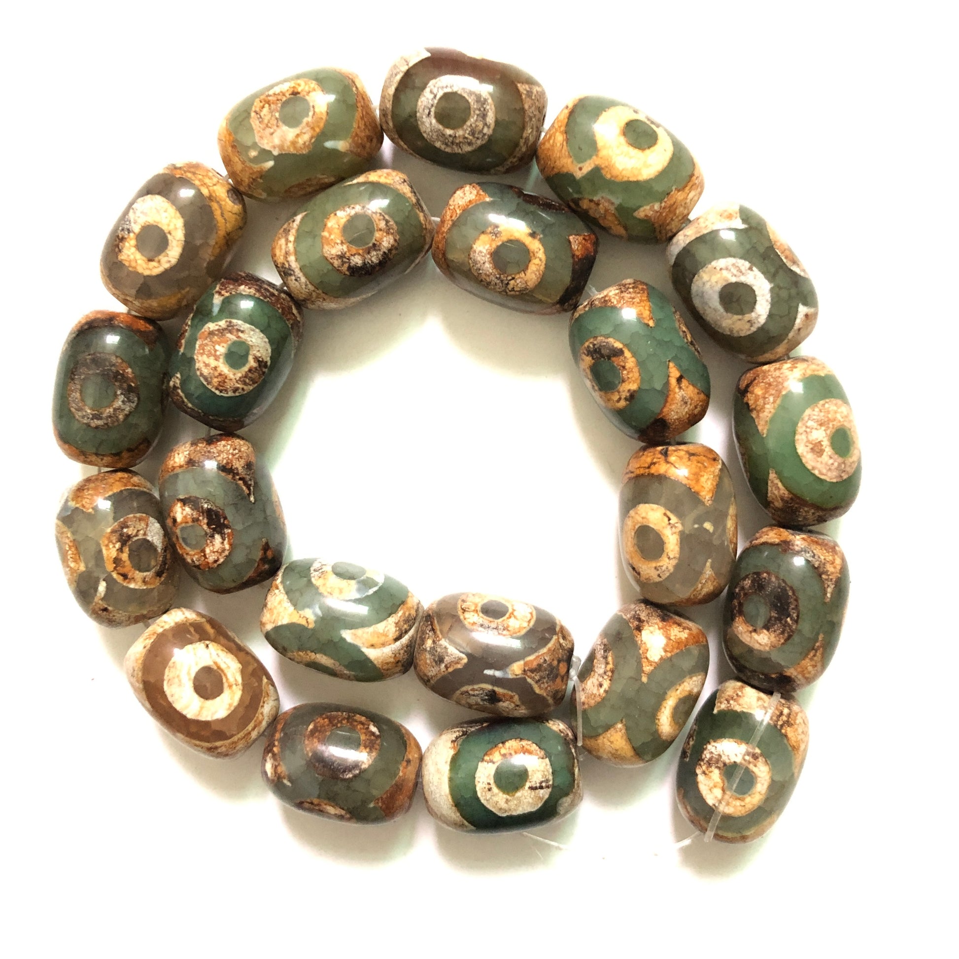 1 Full Strands 14mm-18mm Tibetan Eye Dzi Agate Barrel Beads Style 1 Stone Beads Tibetan Beads Charms Beads Beyond