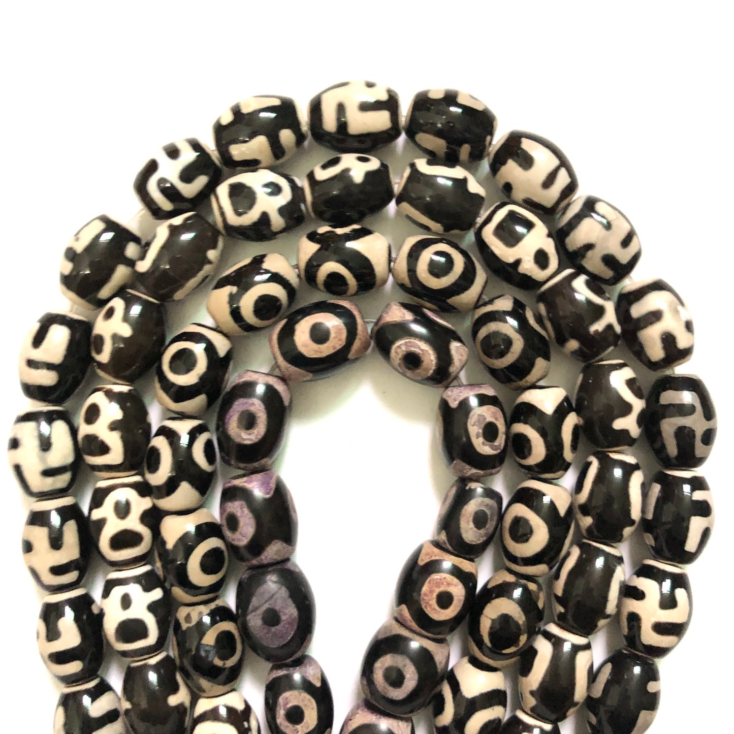 1 Full Strands 15mm-16mm Black Tibetan Eye Dzi Agate Barrel Beads Stone Beads Tibetan Beads Charms Beads Beyond