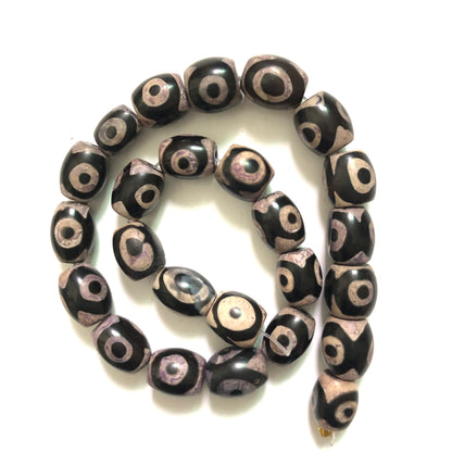 1 Full Strands 15mm-16mm Black Tibetan Eye Dzi Agate Barrel Beads Style 4 Stone Beads Tibetan Beads Charms Beads Beyond