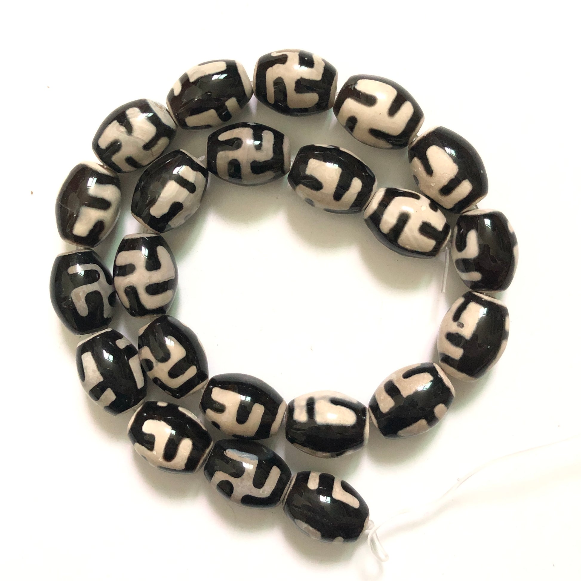 1 Full Strands 15mm-16mm Black Tibetan Eye Dzi Agate Barrel Beads Style 1 Stone Beads Tibetan Beads Charms Beads Beyond