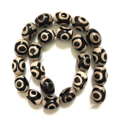 1 Full Strands 15mm-16mm Black Tibetan Eye Dzi Agate Barrel Beads Style 3 Stone Beads Tibetan Beads Charms Beads Beyond