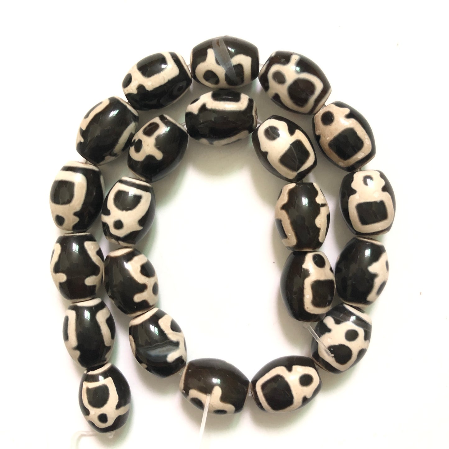 1 Full Strands 15mm-16mm Black Tibetan Eye Dzi Agate Barrel Beads Style 2 Stone Beads Tibetan Beads Charms Beads Beyond