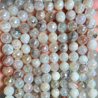 2 Strands/lot 10mm Electroplated AB White Agate Faceted Stone Beads Electroplated Beads Electroplated Faceted Agate Beads New Beads Arrivals Charms Beads Beyond