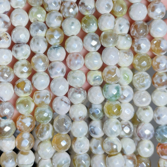 2 Strands/lot 8mm Electroplated Yellow White Fire Agate Faceted Stone Beads Electroplated Beads Electroplated Faceted Agate Beads New Beads Arrivals Charms Beads Beyond
