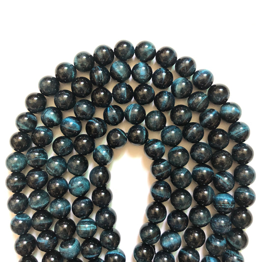 8mm, 10mm Black Blue Tiger Eye Round Stone Beads Stone Beads 8mm Stone Beads Tiger Eye Beads Charms Beads Beyond