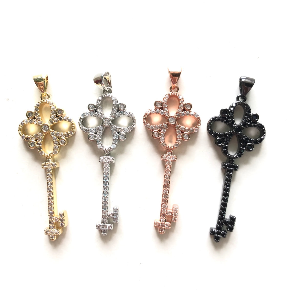 10pcs/lot 42*16mm CZ Paved Key Charms CZ Paved Charms Keys & Locks On Sale Charms Beads Beyond