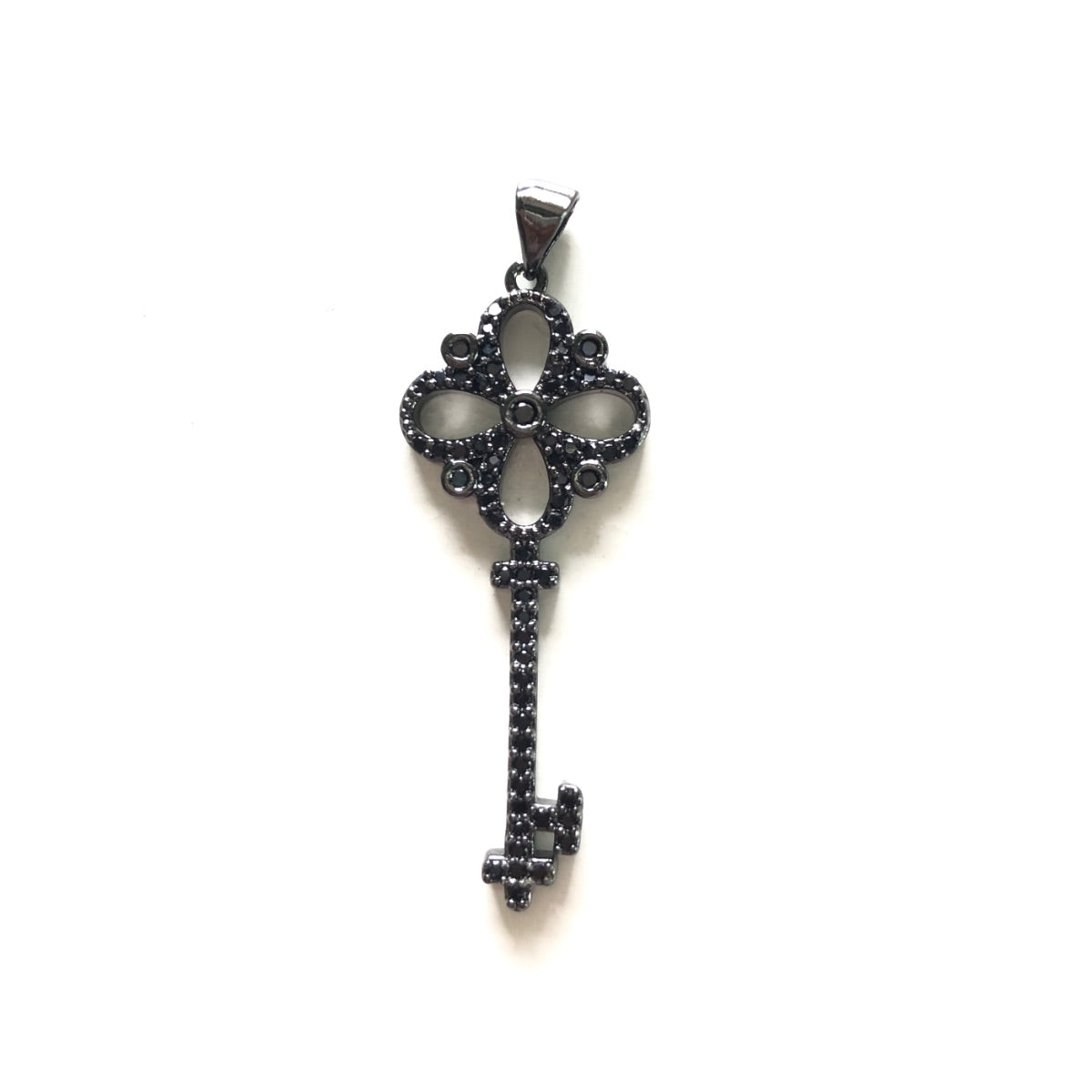 10pcs/lot 42*16mm CZ Paved Key Charms Black on Black CZ Paved Charms Keys & Locks On Sale Charms Beads Beyond