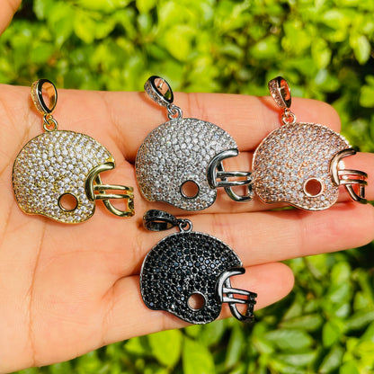 10pcs/lot 31*26mm CZ Paved American Football Helmet Charm | Charms