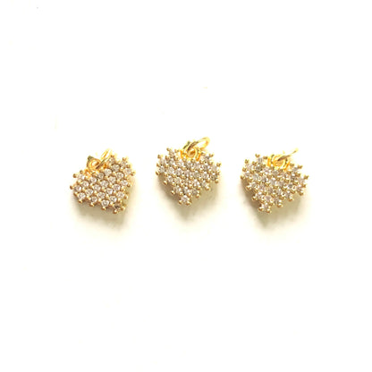 5-10pcs/lot Small Size CZ Paved Heart Charm Pendants CZ Paved Charms Hearts Small Sizes Charms Beads Beyond