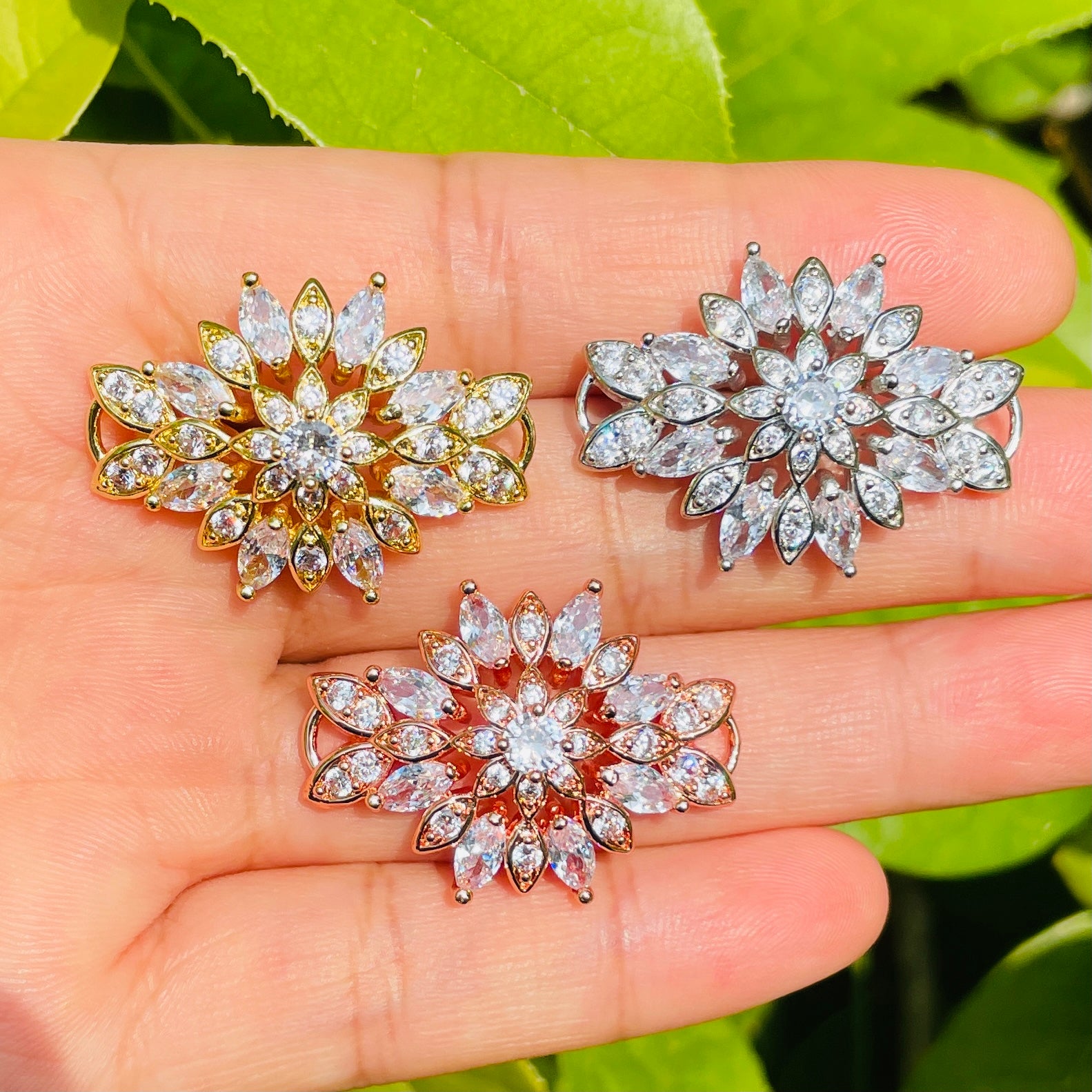 10pcs/lot 29*21mm CZ Paved Flower Connectors Mix Colors CZ Paved Connectors Flower Connectors Charms Beads Beyond