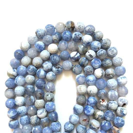 2 Strands/lot 10mm White Blue Faceted Fire Agate Stone Beads Stone Beads Faceted Agate Beads Charms Beads Beyond