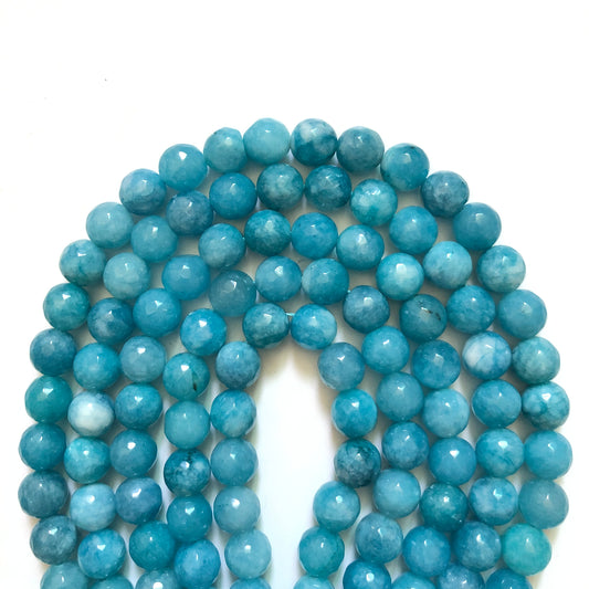 2 Strands/lot 10mm Turquoise Blue Faceted Jade Stone Beads Stone Beads Faceted Jade Beads New Beads Arrivals Charms Beads Beyond