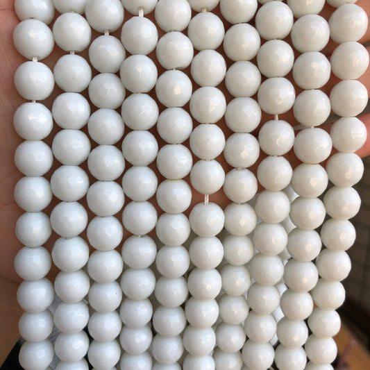 2 Strands/lot 10mm Pure White Faceted Jade Stone Beads Stone Beads Faceted Jade Beads New Beads Arrivals Charms Beads Beyond