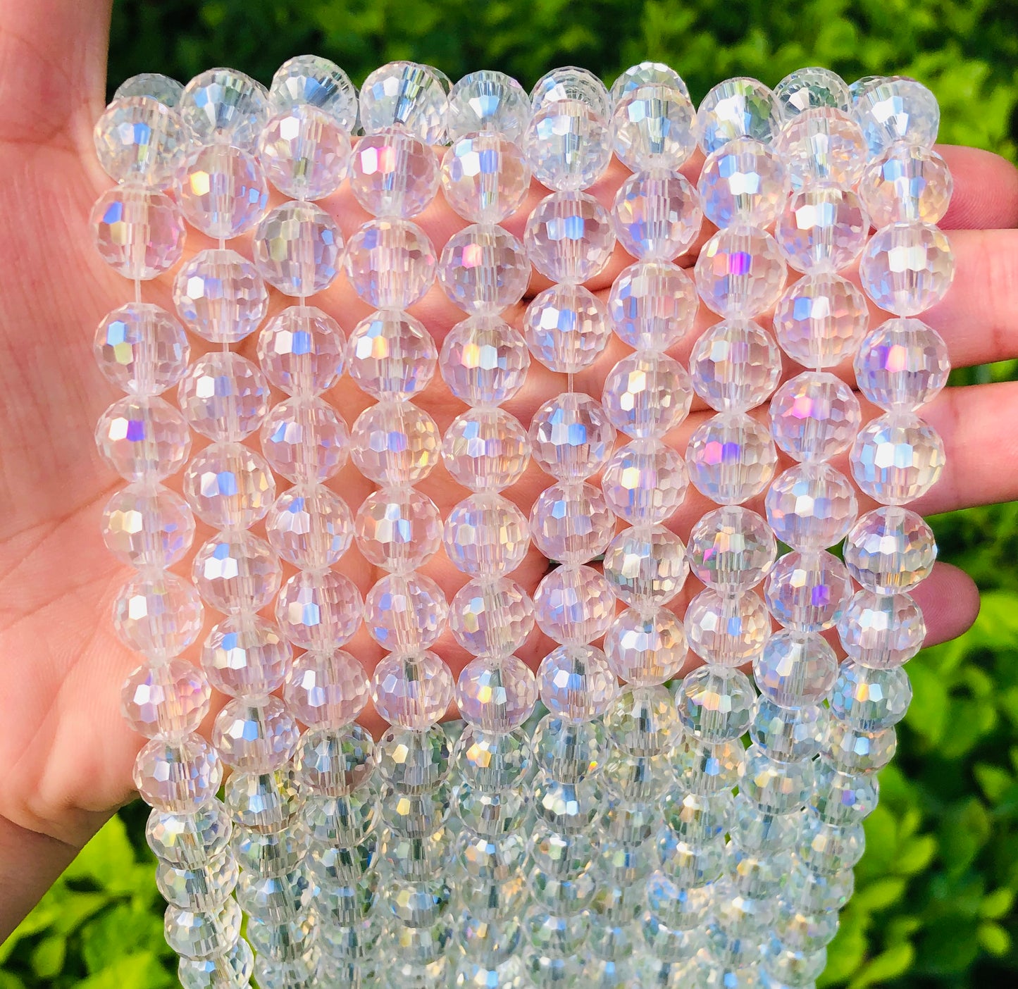2 Strands/lot 10mm Clear AB 96 Faceted Glass Beads Glass Beads Faceted Glass Beads Charms Beads Beyond