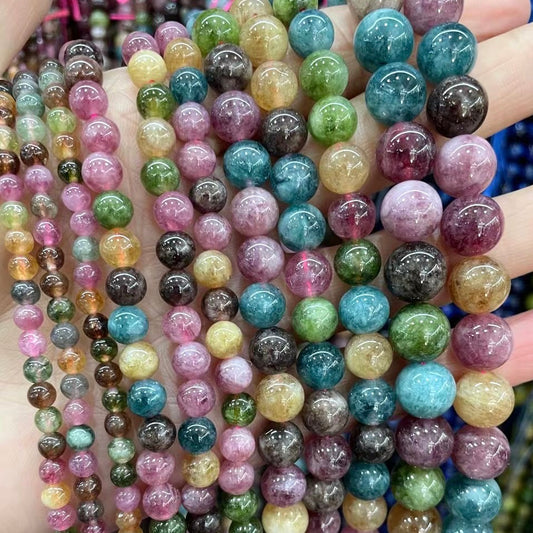 2 Strands/lot 8mm, 10mm Multicolor Tourmaline Stone Round Beads Stone Beads 8mm Stone Beads New Beads Arrivals Other Stone Beads Charms Beads Beyond